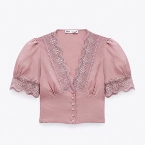 BEAUTIFUL VIRAL ZARA PINK LACE TOP